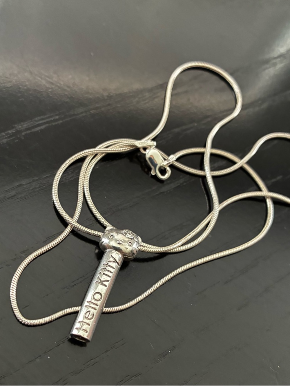 Hello Kitty Silver SANRIO Whistle Pendant Necklace with Kitty Head Accent